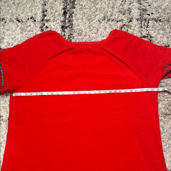 The Pioneer Woman Red Dress with Embroidered Sleeves - Picture 6 of 14